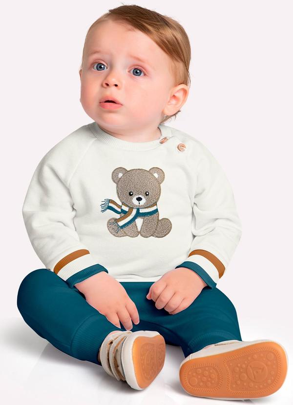 Milon - Conjunto Bebê Menino Bordado Off White