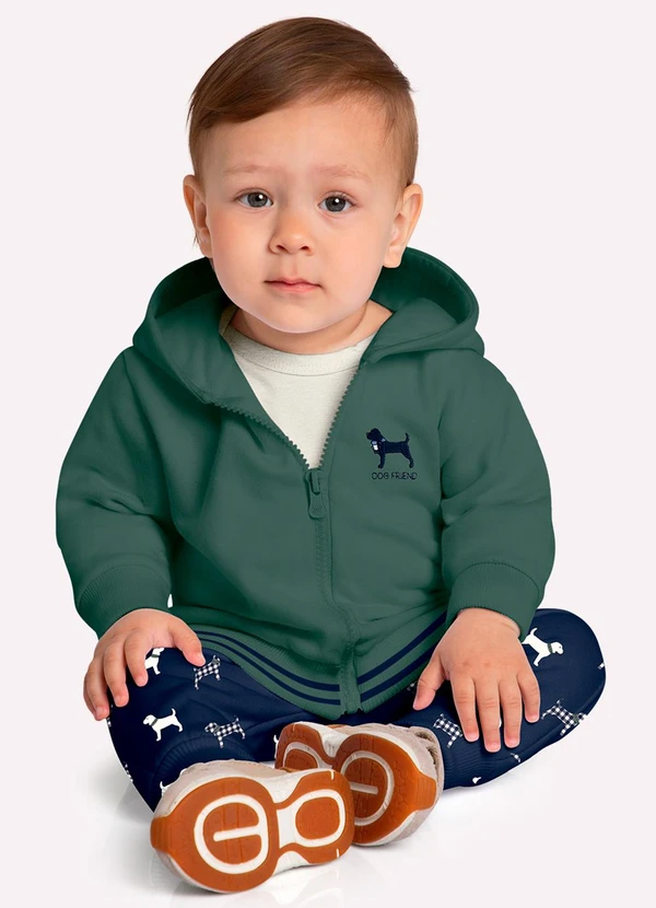 Milon - Conjunto Bebê Menino Cachorrinhos Verde