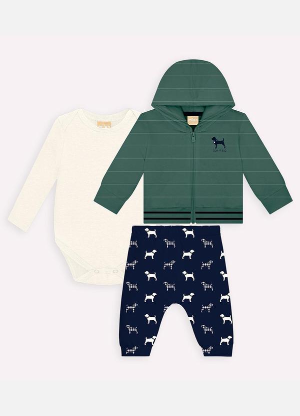 Milon - Conjunto Bebê Menino Cachorrinhos Verde 2