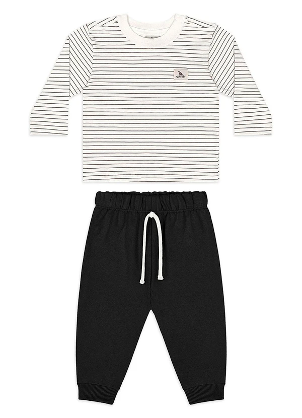 Quimby - Conjunto Bebê Menino Camiseta Calça Branco