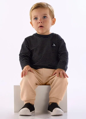 Quimby - Conjunto Bebê Menino Camiseta Calça Preto - QUIMBY