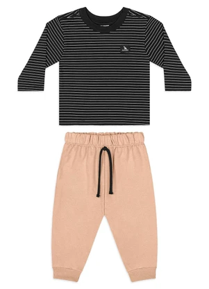 Quimby - Conjunto Bebê Menino Camiseta Calça Preto - QUIMBY