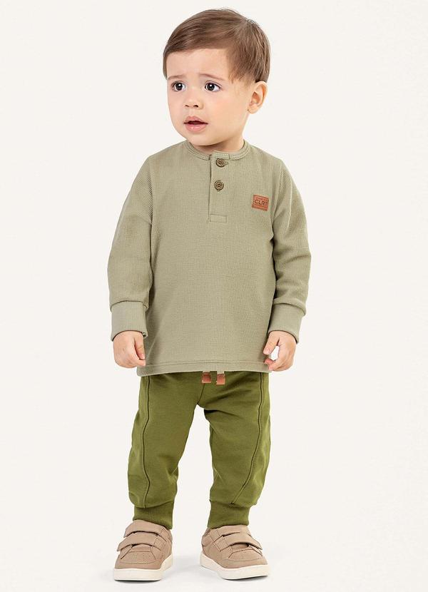 Colorittá - Conjunto Bebê Menino Camiseta com Botões Verde