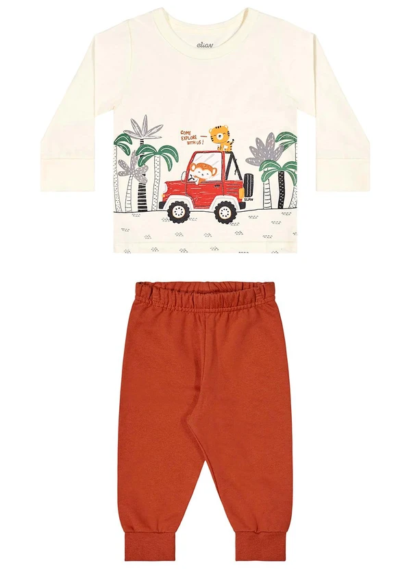 Elian - Conjunto Bebê Menino Camiseta Estampada Bege 2