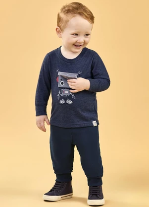 Elian - Conjunto Bebê Menino Camiseta Interativa Azul - ELIAN