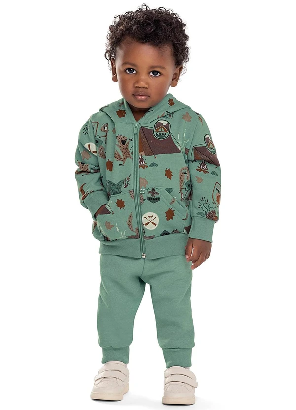 Elian - Conjunto Bebê Menino Camp com Capuz Verde