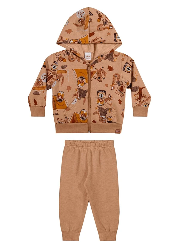 Elian - Conjunto Bebê Menino Camp com Capuz Marrom