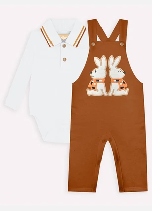 Milon - Conjunto Bebê Menino Coelhinho Marrom - MILON
