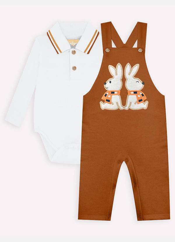 Milon - Conjunto Bebê Menino Coelhinho Marrom