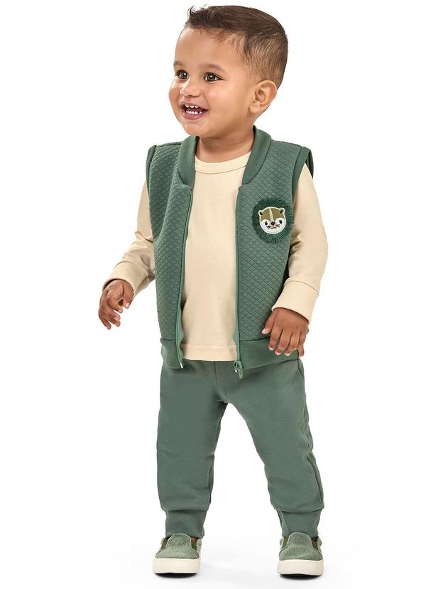 Elian - Conjunto Bebê Menino Colete e Calça Bege 2