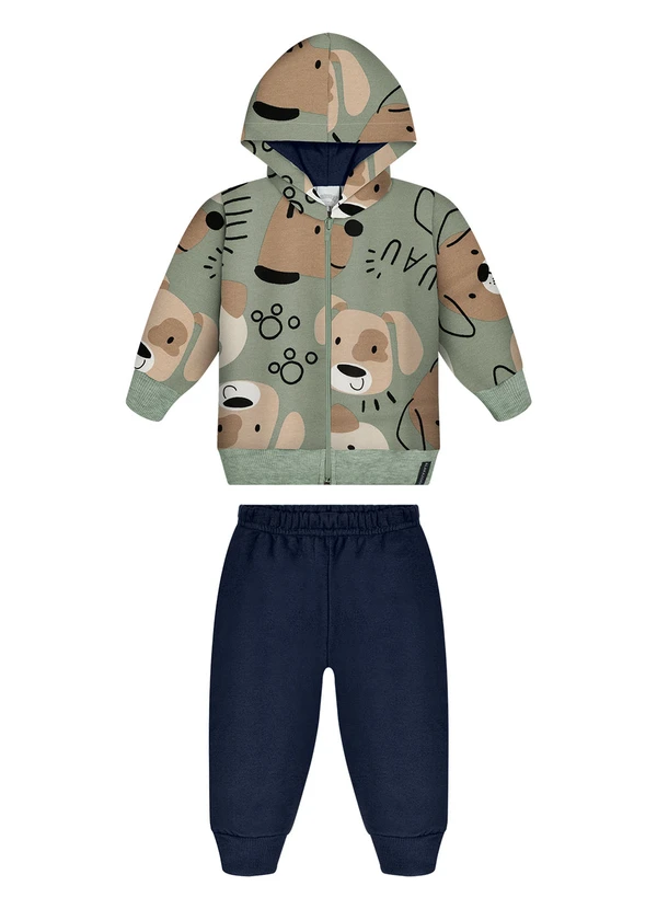 Alakazoo - Conjunto Bebê Menino com Calça e Jaqueta Verde
