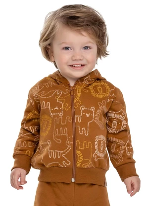 Elian - Conjunto Bebê Menino com Capuz Animais Marrom - ELIAN
