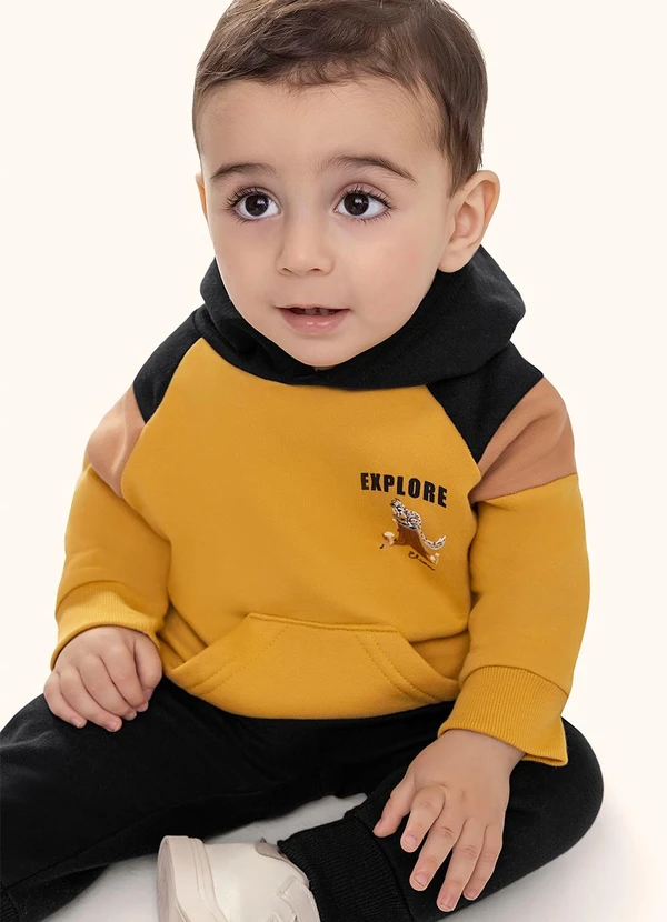 Elian - Conjunto Bebê Menino com Capuz Explore Amarelo