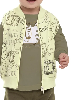 Elian - Conjunto Bebê Menino com Colete Animais Verde - ELIAN