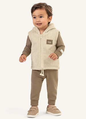 Colorittá - Conjunto Bebê Menino com Colete Peluciado Marrom - COLORITTÁ