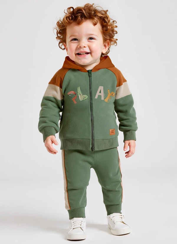 Alakazoo - Conjunto Bebê Menino com Jaqueta e Calça Verde