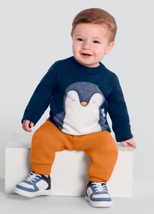 Brandili - Conjunto Bebê Menino de Pinguim Azul - BRANDILI