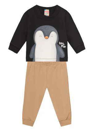Brandili - Conjunto Bebê Menino de Pinguim Cinza - BRANDILI