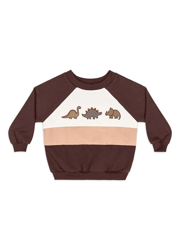 Quimby - Conjunto Bebê Menino Dino Moletom Marrom 2