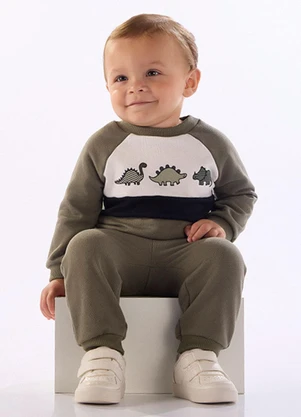 Quimby - Conjunto Bebê Menino Dino Moletom Verde - QUIMBY