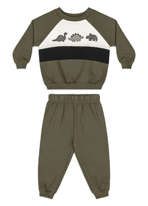 Quimby - Conjunto Bebê Menino Dino Moletom Verde - QUIMBY