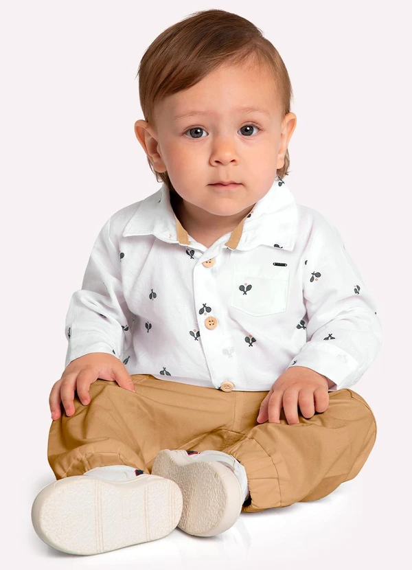 Milon - Conjunto Bebê Menino em Algodão Branco