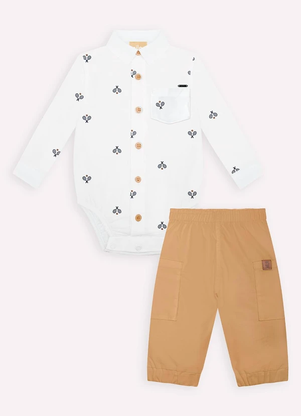 Milon - Conjunto Bebê Menino em Algodão Branco 2