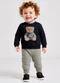 Alakazoo - Conjunto Bebê Menino em Moletom Felpado Bege - variação: Preto