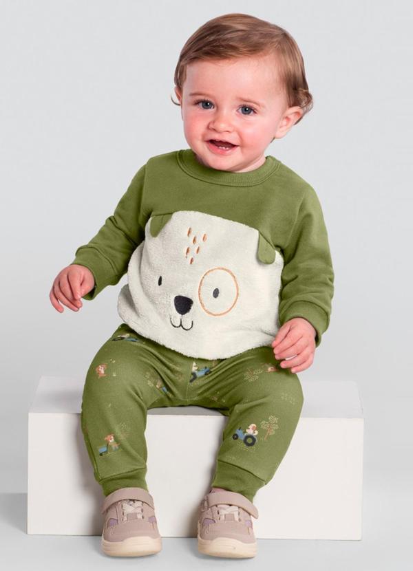 Brandili Baby - Conjunto Bebê Menino em MoletomVerde