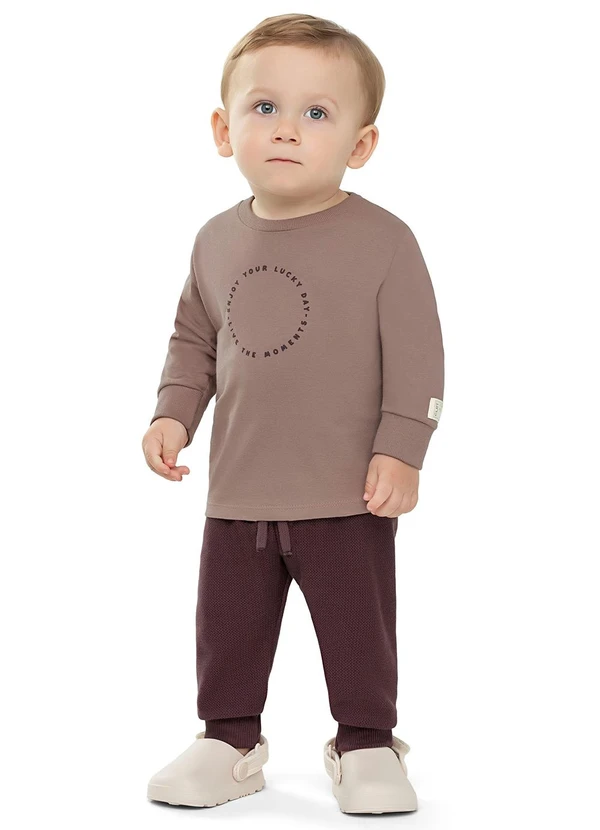 Colorittá - Conjunto Bebê Menino Estampa Circular Marrom