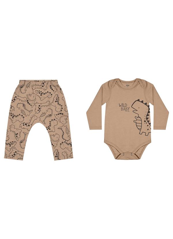 Elian - Conjunto Bebê Menino Estampado Marrom