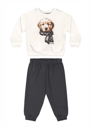 Quimby - Conjunto Bebê Menino Golden Puppy Branco - QUIMBY