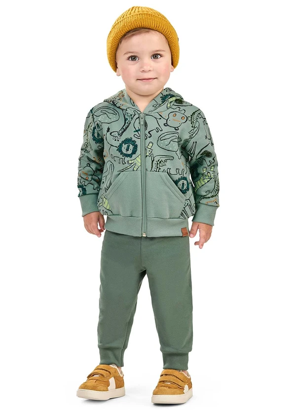 Elian - Conjunto Bebê Menino Jaqueta Animais Verde