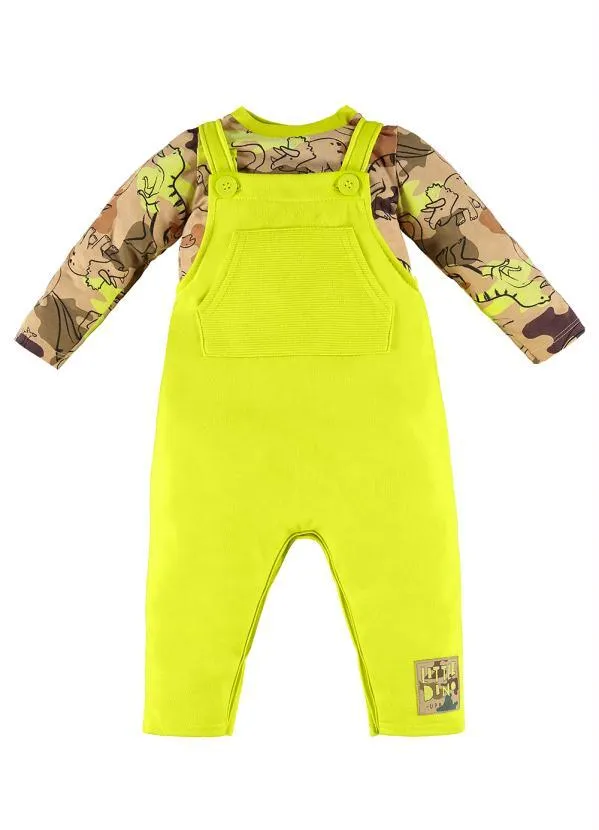Up Baby - Conjunto Bebê Menino Jardineira e Body Marrom