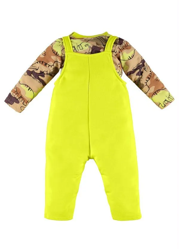 Up Baby - Conjunto Bebê Menino Jardineira e Body Marrom 4