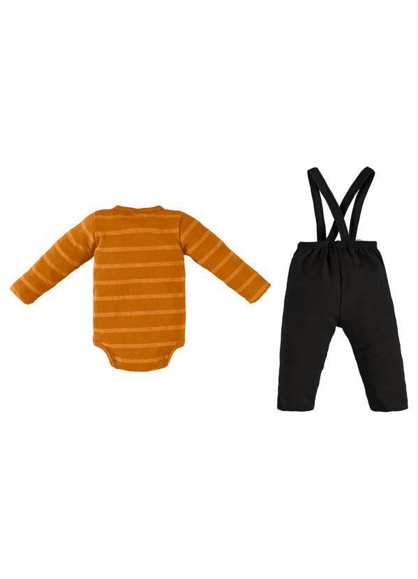 Up Baby - Conjunto Bebê Menino Jardineira e Body Marrom 2