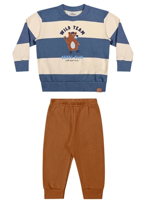 Elian - Conjunto Bebê Menino Listrado Bears Club Azul - ELIAN