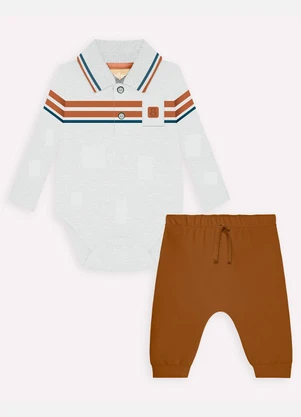 Milon - Conjunto Bebê Menino Listras Cinza - MILON