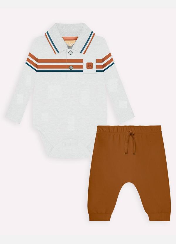 Milon - Conjunto Bebê Menino Listras Cinza 1