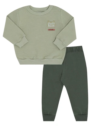 Pulla Bulla - Conjunto Bebe Menino Malha Relevo Verde - PULLA BULLA