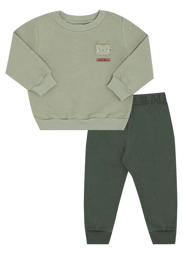 Pulla Bulla - Conjunto Bebe Menino Malha Relevo Verde