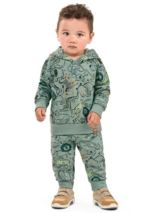 Elian - Conjunto Bebê Menino Moletom Animais Verde - ELIAN