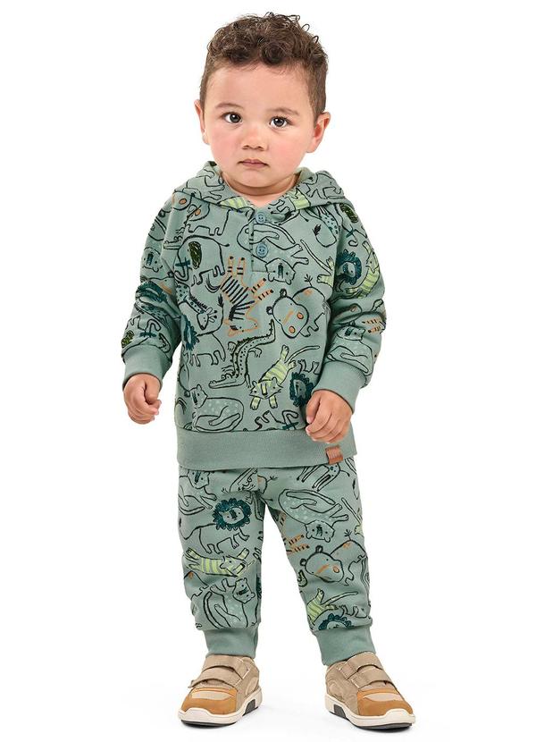 Elian - Conjunto Bebê Menino Moletom Animais Verde