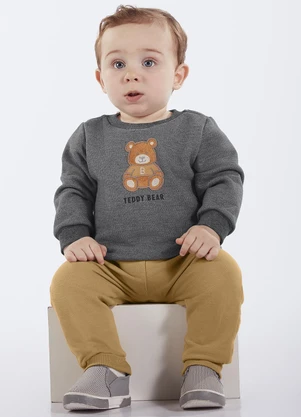 Pulla Bulla - Conjunto Bebe Menino Moletom Cinza - PULLA BULLA