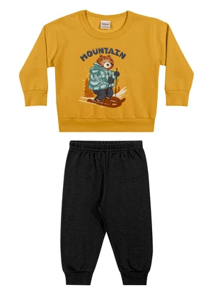 Elian - Conjunto Bebê Menino Moletom com Estampa Amarelo - ELIAN