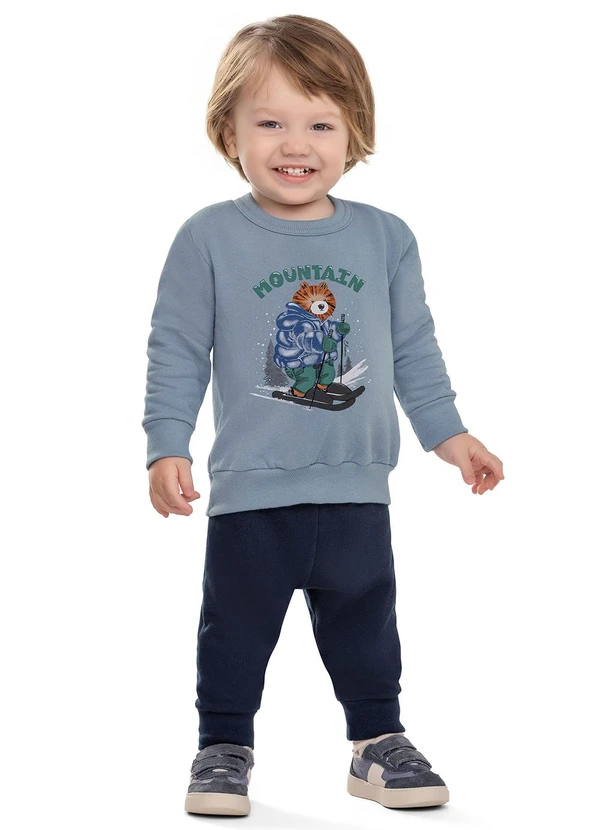 Elian - Conjunto Bebê Menino Moletom com Estampa Azul