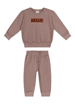 Colorittá - Conjunto Bebê Menino Moletom com Puff Marrom - COLORITTÁ