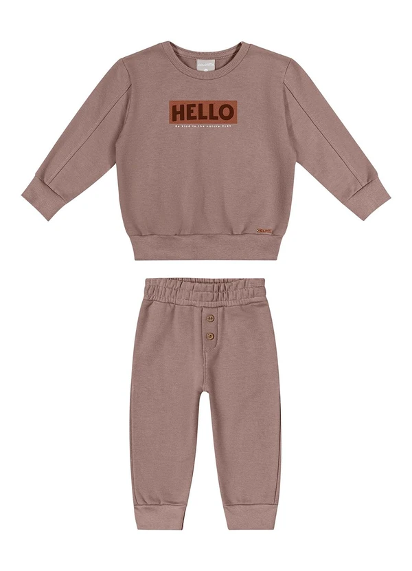 Colorittá - Conjunto Bebê Menino Moletom com Puff Marrom