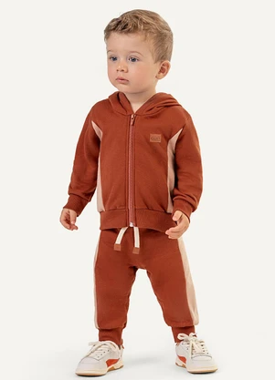 Colorittá - Conjunto Bebê Menino Moletom com Recortes Marrom - COLORITTÁ