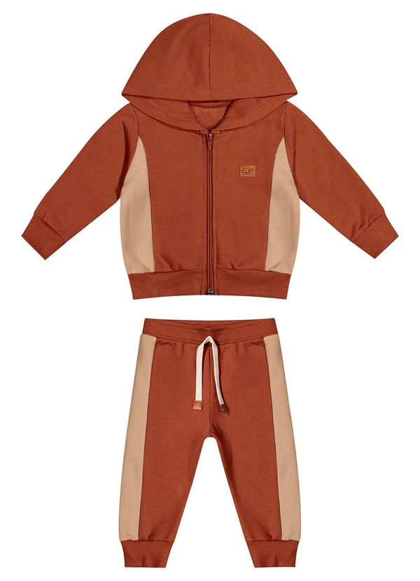 Colorittá - Conjunto Bebê Menino Moletom com Recortes Marrom 2
